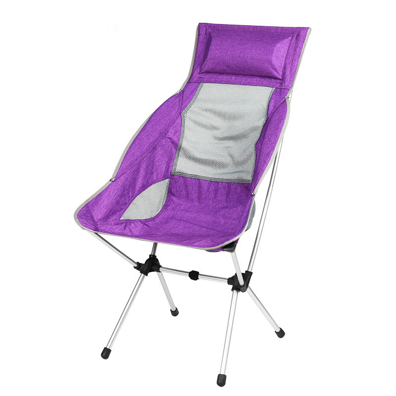 Silla de camping con respaldo alto y almohada